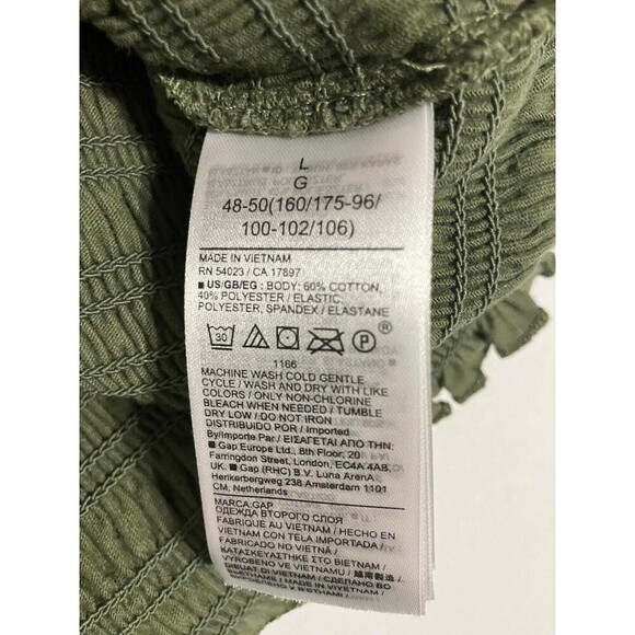 NWT GAP Women’s Off-Shoulder Smocked Stretch Cotton Blend Mini Dress Green Sz L - Picture 9 of 9